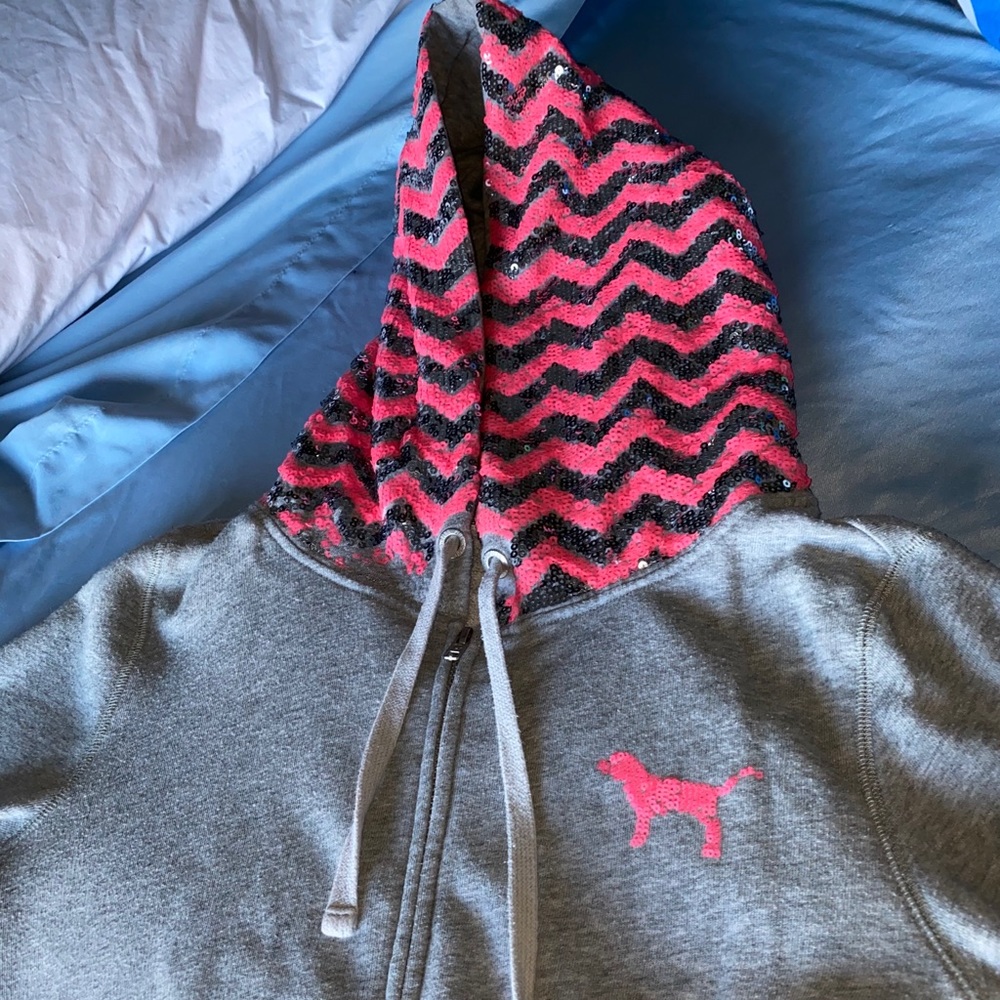PINK Sequined gray sweater